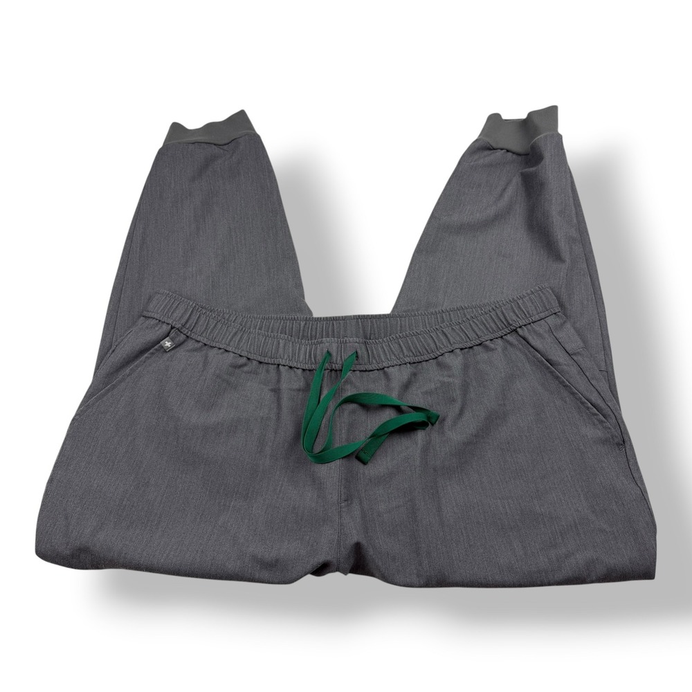 Figs Men’s Dark Gray Joggers with Green Drawstring